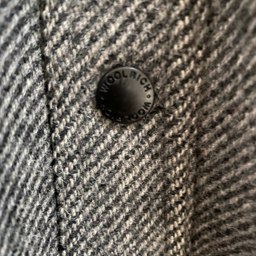Woolrich Shirt Jacket Mens Wool Large Grey Twill Snap Front Barn Coat Heritage - Picture 9 of 10